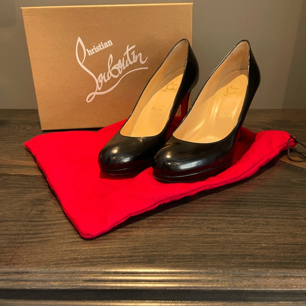 Christian Louboutin Simple Pump 100 Jazz Calf Black. Size 40.